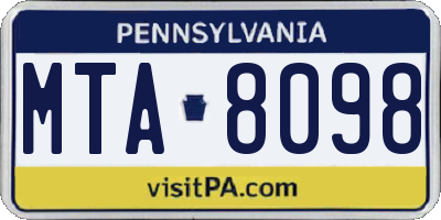 PA license plate MTA8098