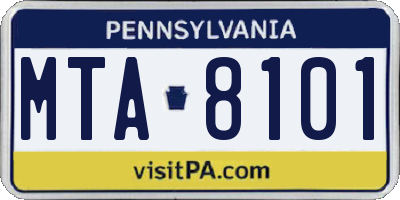 PA license plate MTA8101