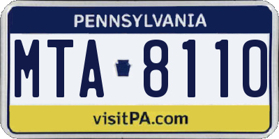 PA license plate MTA8110