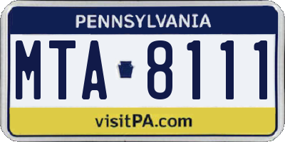 PA license plate MTA8111