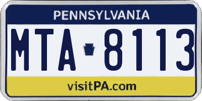 PA license plate MTA8113