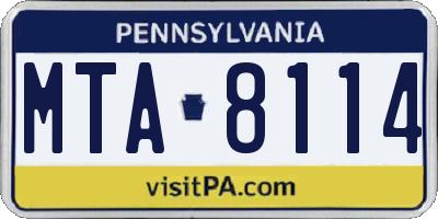 PA license plate MTA8114