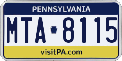 PA license plate MTA8115