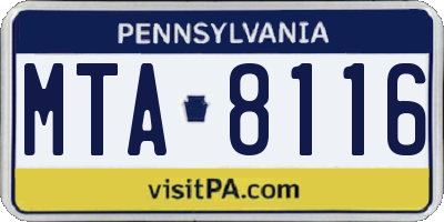 PA license plate MTA8116