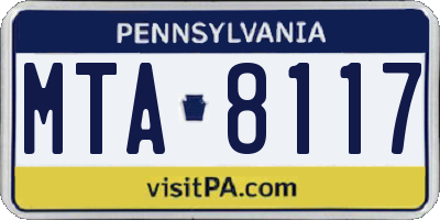 PA license plate MTA8117