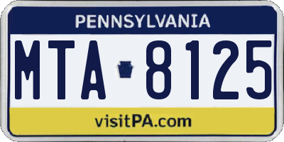PA license plate MTA8125