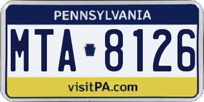 PA license plate MTA8126