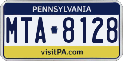 PA license plate MTA8128
