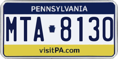 PA license plate MTA8130