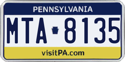 PA license plate MTA8135