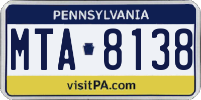 PA license plate MTA8138
