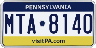 PA license plate MTA8140