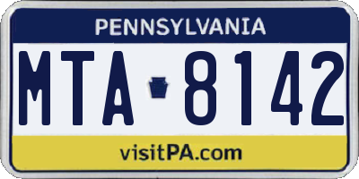 PA license plate MTA8142