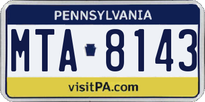 PA license plate MTA8143