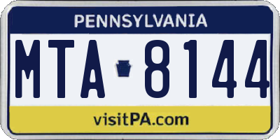 PA license plate MTA8144