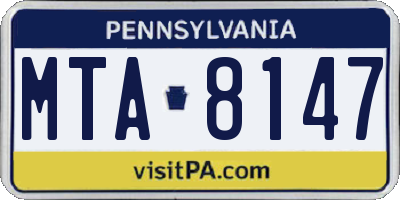 PA license plate MTA8147