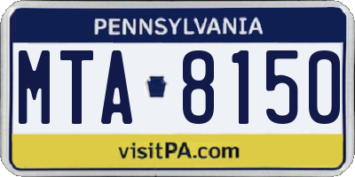 PA license plate MTA8150