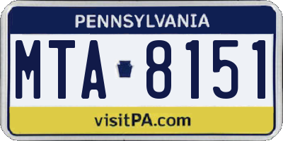 PA license plate MTA8151