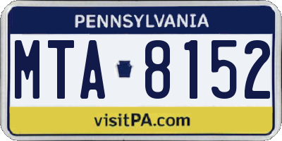PA license plate MTA8152