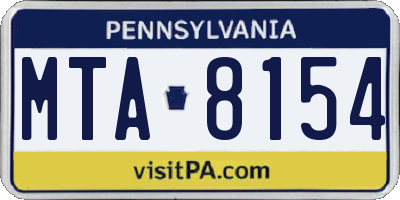 PA license plate MTA8154