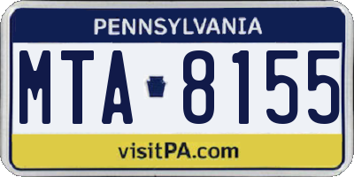 PA license plate MTA8155