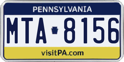 PA license plate MTA8156