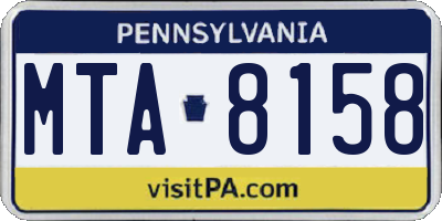 PA license plate MTA8158
