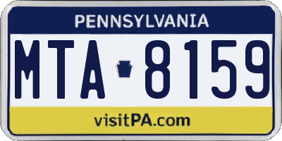 PA license plate MTA8159
