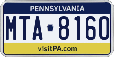 PA license plate MTA8160