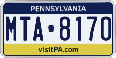 PA license plate MTA8170
