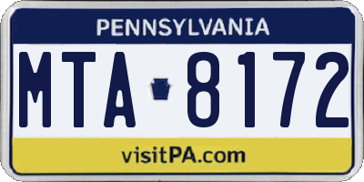 PA license plate MTA8172