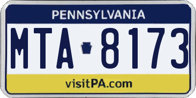 PA license plate MTA8173