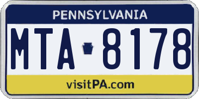 PA license plate MTA8178