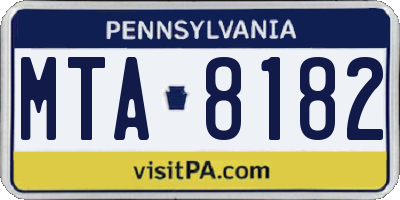 PA license plate MTA8182