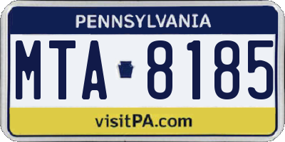 PA license plate MTA8185