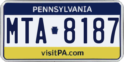 PA license plate MTA8187