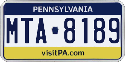 PA license plate MTA8189