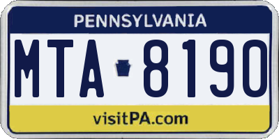PA license plate MTA8190