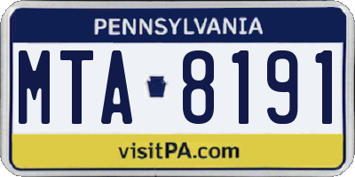 PA license plate MTA8191