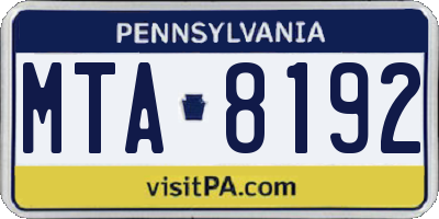 PA license plate MTA8192