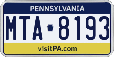 PA license plate MTA8193