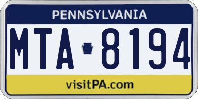 PA license plate MTA8194