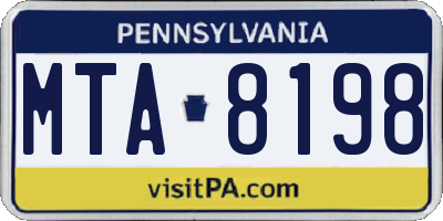 PA license plate MTA8198