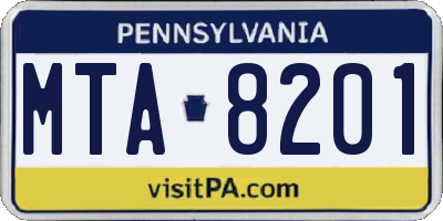 PA license plate MTA8201