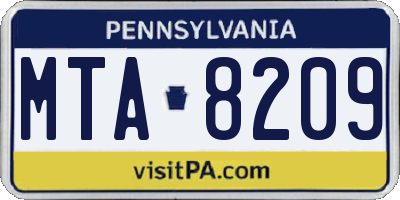 PA license plate MTA8209