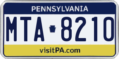 PA license plate MTA8210