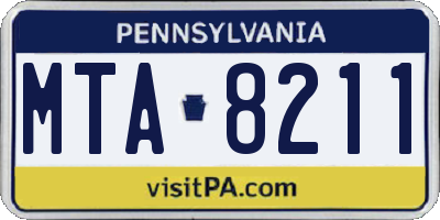 PA license plate MTA8211