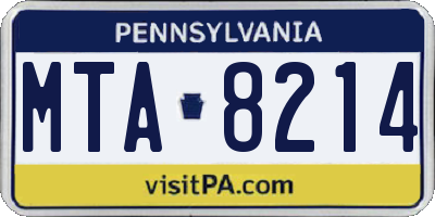 PA license plate MTA8214
