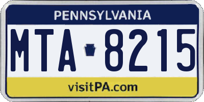 PA license plate MTA8215