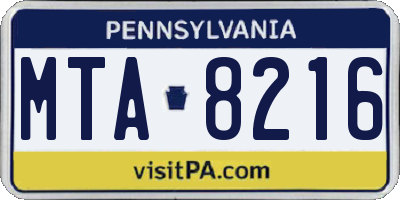 PA license plate MTA8216